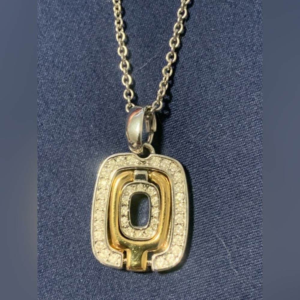 Lia Sophia Flip Out Retired Pendant VINTAGE 2 Tone W/ Crystals Necklace NWOT